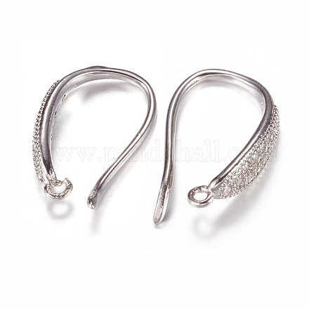 Brass Micro Pave Cubic Zirconia Earring Hooks ZIRC-A008-09P-1