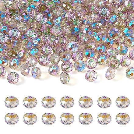 200 pièce de perles de verre galvanisées transparentes EGLA-TA0001-43A-1