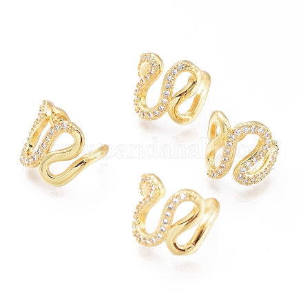 Brass Micro Pave Cubic Zirconia Cuff Earrings EJEW-G279-06G-1