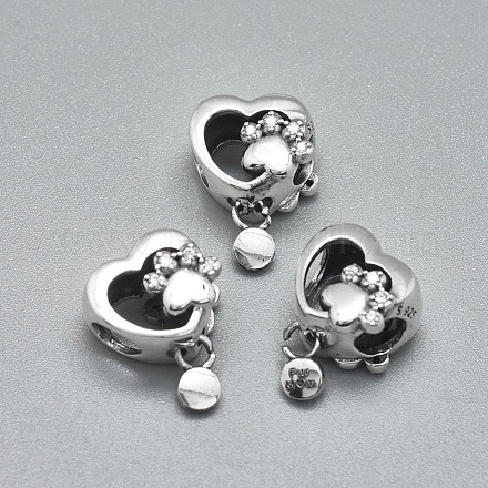 925 Sterling Silver Pet European Beads STER-I019-09AS-1