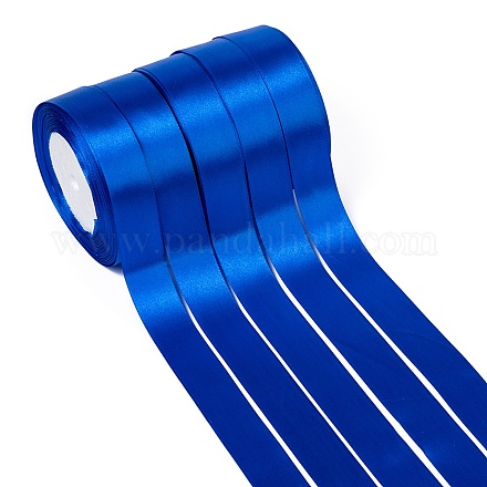 シングルフェイスサテンリボン  ポリエステルリボン  ブルー  幅1インチ（25mm）  25ヤード/ロール（22.86メートル/ロール）  5のロール/グループ  125ヤード/グループ（114.3メートル/グループ） RC25mmY040-1