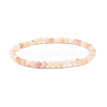 Bracelet extensible perlé rond opale rose naturel BJEW-JB07744-1
