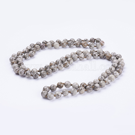 Natural Maifanite/Mai Fan Stone Beaded Necklaces NJEW-P202-60-A36-1
