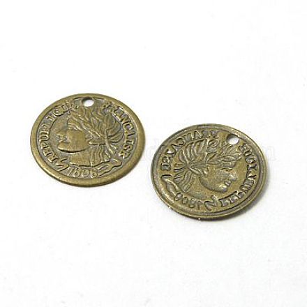 Brass Coin Pendants KK-C2906-AB-1