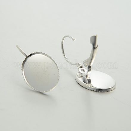 Accessoires pour boucles d'oreilles dormeuses en laiton plaqué argent KK-J181-18S-1
