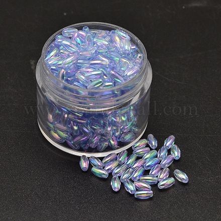 AB Color Plated Rice Electroplated Eco-Friendly Transparent Acrylic Beads PACR-I002-13-1