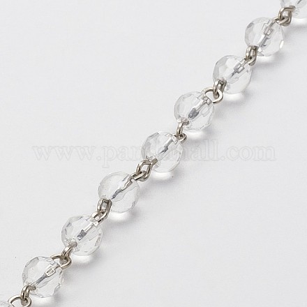 Ручной граненые круглые стеклянные бусины ожерелья цепи для браслетов делает AJEW-JB00084-01-1