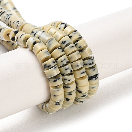 Brins de perles en porcelaine faites à la main imitation dalmatien PORC-H011-04-1
