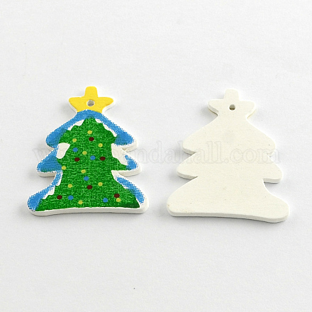 Dyed Christmas Tree Wood Pendants X-WOOD-R240-28-1
