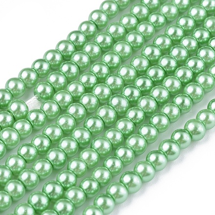 Hebras redondas de perlas de vidrio teñido ecológico X-HY-A002-3mm-RB008N-1