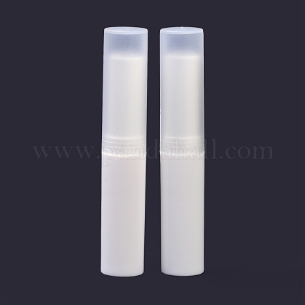 Diypp空の口紅ボトル  リップバームチューブ  キャップ付き  コラム  ホワイト  1.5x8.3cm  穴：10.5mm MRMJ-K013-02C-1