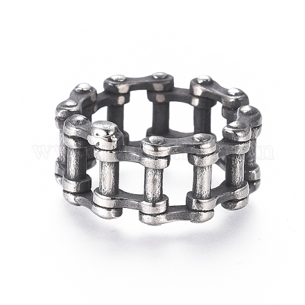 Steampunk Style 304 Stainless Steel Wide Band Rings RJEW-D073-01B-AS-1