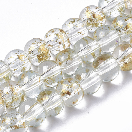 Chapelets de perles en verre peinte par pulvérisation transparent GLAA-N035-03A-B09-1