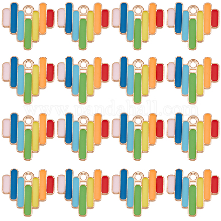 Pendenti smaltati in lega color arcobaleno di sunnyclue ENAM-SC0003-93-1