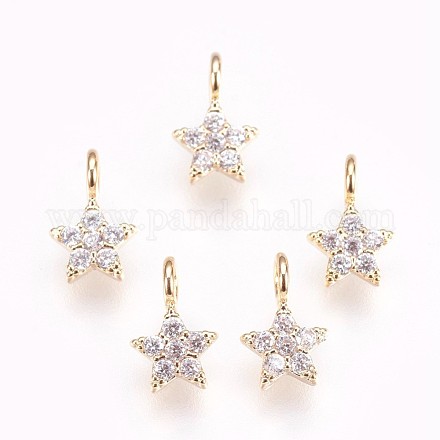Brass Micro Pave Cubic Zirconia Charms KK-P157-07G-NF-1