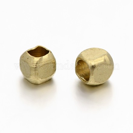 Brass Cube Spacer Beads KK-E651-24G-1
