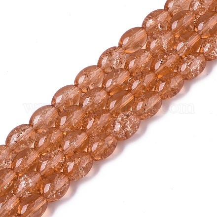 Transparent Crackle Glass Beads Strands X-DGLA-S085-6x8-05-1