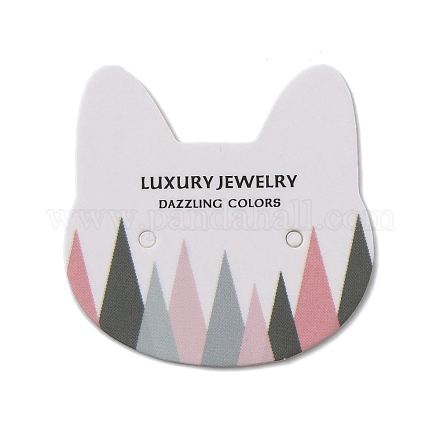 100 pz. Schede espositive per gioielli in carta a forma di testa di gatto AJEW-Z021-03C-1