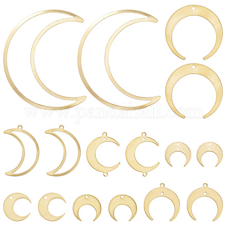 Sunnyclue 1 boîte de 32 breloques de lune en forme de croissant de lune en laiton KK-SC0003-18-1