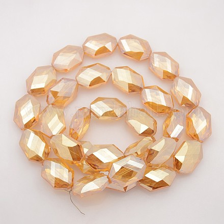 Hexagon Electroplate Rainbow Plated Glass Beads Strands EGLA-P008-F02-1