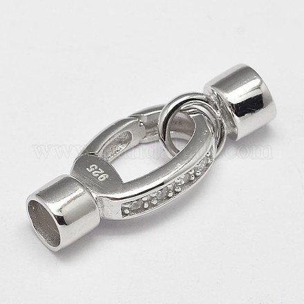 Овальные с гальваническим стерлингового серебра ключевые пряжки STER-N015-44-1