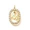 Brass Micro Pave Cubic Zirconia Pendants, Real 18K Gold Plated, Oval with Letter Charms, Letter M, 18.5x11x3.5mm, Hole: 2x1.5mm