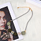 Alloy & Wood & Resin Cube Round Polygon Beaded Necklaces for Women, Golden, Olive Drab, 15.75 inch(40cm)