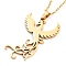 304 Stainless Steel Pendant Necklaces, Cable Chains, Phenix, Real 18K Gold Plated, 17.64 inch(44.8cm)