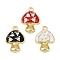 Brass Micro Pave Cubic Zirconia Pendants, with Enamel, Mushroom, Lead Free & Cadmium Free, Long-Lasting Plated, Rack Plating, Real 18K Gold Plated, Mixed Color, 15x11x3mm, Hole: 1.5mm