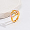 Heart & Flower Brass Pearl Pink Enamel Adjustable Finger Rings, Golden, Letter Z, 14mm, Inner Diameter: 17mm