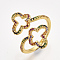 Brass Micro Pave Cubic Zirconia Cuff Rings, Cadmium Free & Lead Free, Open Rings, Butterfly, Colorful, Size 9, 19mm