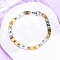 201 Stainless Steel Oval Link Chain Bracelets, with Cross, with 304 Stainless Steel Clasps, Ion Plating(IP), Golden & Stainless Steel Color, 8-3/4 inch(22.25cm)