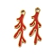 304 Stainless Steel Enamel Pendants, Coral Branch Charms, Ion Plating(IP), Real 18K Gold Plated, FireBrick, 20x7x1mm, Hole: 1.5mm