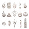 15Pcs 15 Styles 201 Stainless Steel Pendants, Laser Cut, Mixed Shapes, Stainless Steel Color, 25x25x1mm, Hole: 1.2mm, 1pc/style