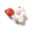 Opaque Resin Decoden Cabochons, Animal with Flower, Sheep, 24x29x10.5mm