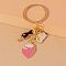 Alloy and Enamel Keychains, Cat Theme, Strawberry, 7.5cm