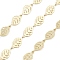 Brass Hollow Leaf Link Chains, Unwelded, with Spool, Real 18K Gold Plated, 15x7x0.5mm