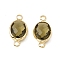 Transparent K9 Glass Connector Charms, with Golden Plated Brass Findings, Faceted, Oval Links, Olivine, 16.5x8.5x4mm, Hole: 1.8mm