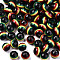 Ghana Jamaica Reggae Stripe Resin Beads, Round, Colorful, 8x7mm, Hole: 1.6mm