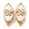 Brass Micro Pave Clear Cubic Zirconia Box Clasps, with Shell, Butterfly, Real 18K Gold Plated, 24x9.5x7.5mm, Hole: 1.2mm