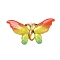 Gradient Color Resin Pendants, With Golden Iron Findings, Butterfly, Red, 26x50.5x3.5mm, Hole: 1.5mm