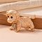 Pet Matte Light Golden Alloy Rhinestone Brooches, Dog, 70mm