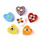 Handmade Lampwork Beads, Heart with Flower, Mixed Color, 15~16x16~17x8~10mm, Hole: 1.2~1.6mm
