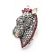 Horse's Head Alloy Rhinestone Brooches, Greige, 52x27mm