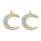 Brass Micro Pave Clear Cubic Zirconia Pendants, with Enamel, Long-Lasting Plated, Real 18K Gold Plated, Moon, Light Blue, 26x21x2.5mm, Hole: 3mm