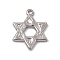 Non-Tarnish 304 Stainless Steel Pendants, Star of David Charm, Stainless Steel Color, 17x13.5x1.5mm, Hole: 1.4mm