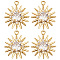 10Pcs Brass Micro Pave Clear Cubic Zirconia Pendants, with Glass, Sun Charms, Real 18K Gold Plated, 16x14x4.2mm, Hole: 1mm