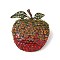 Teachers' Day Alloy Rhinestone Apple Brooches, Antique Bronze, Hyacinth, 41x35mm