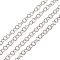 Anti-Tarnish Rhodium Plated 925 Sterling Silver Round Cable Chains, Soldered, Platinum, Link: 3.5x0.5mm