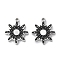 304 Stainless Steel Enamel Charms, Stainless Steel Color, Flower Charm, Black, 14x12x1.5mm, Hole: 1mm